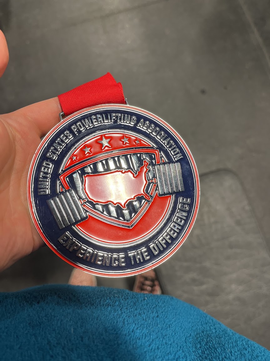 second-place powerlifting medal!
